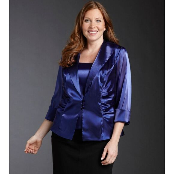 New! R&M RICHARDS 2-Piece Plus Size Women's Top & Jacket Set Size 18W Indigo - Picture 1 of 2